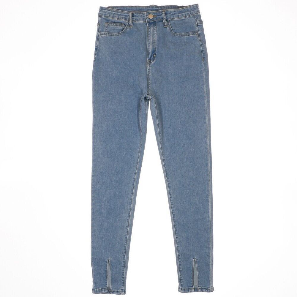 Shein Jeans Womens M Super High Rise Skinny Blue Denim Stretch Measures 28 x 27
